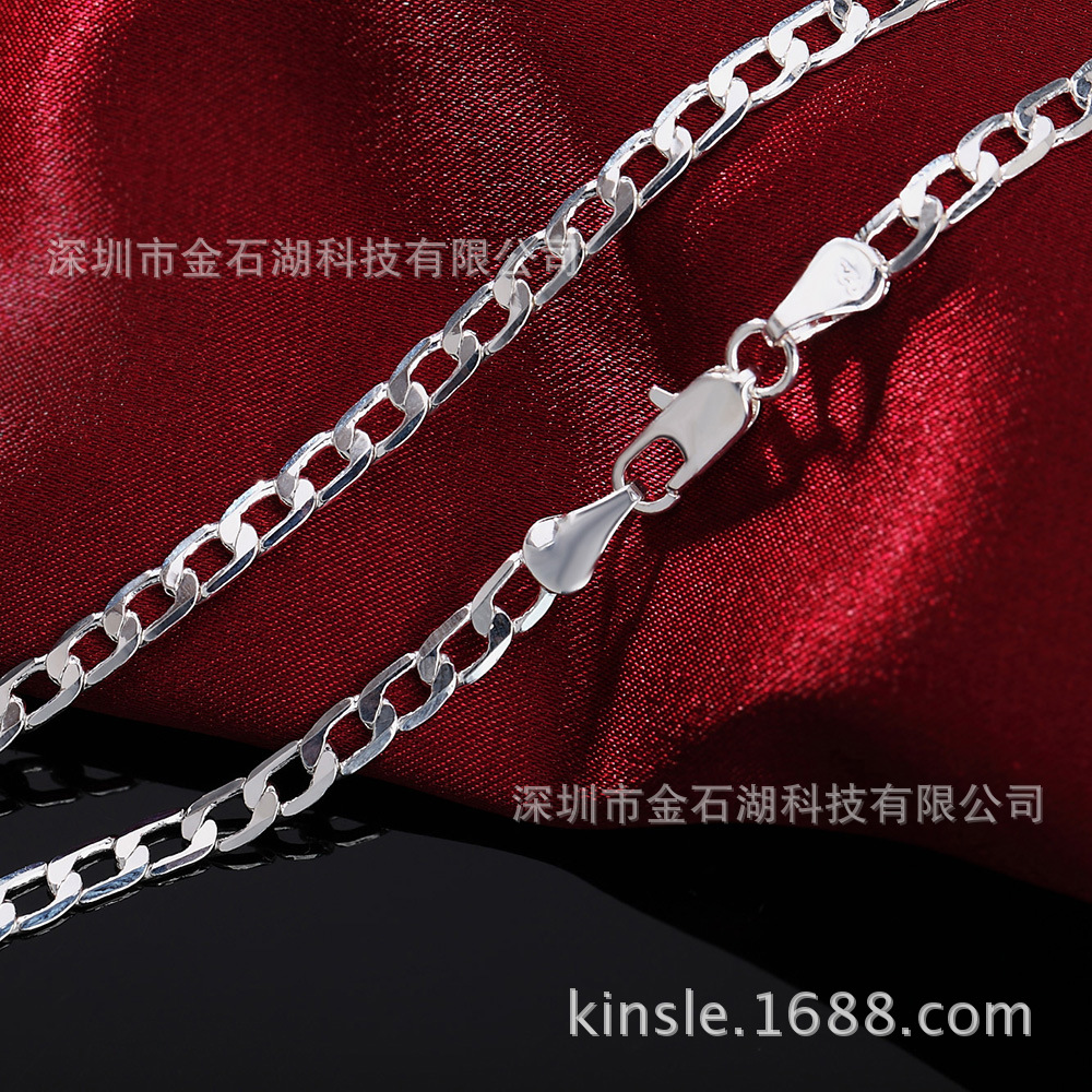 European and American trend exquisite jewelry foreign trade hot fashion Silver 4mm a one to one side necklace