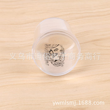 Cross-border 3.8cm transparent silicone with lid nail art printing seal with transparent scraper nail art printing tool