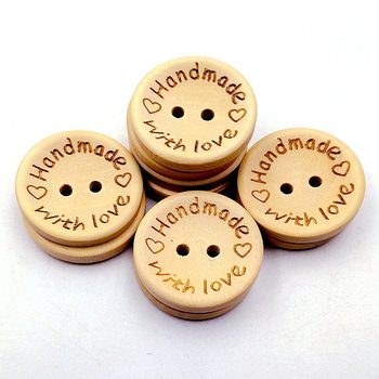 15/20/25mm round button laser engraving handmade love with love wooden button
