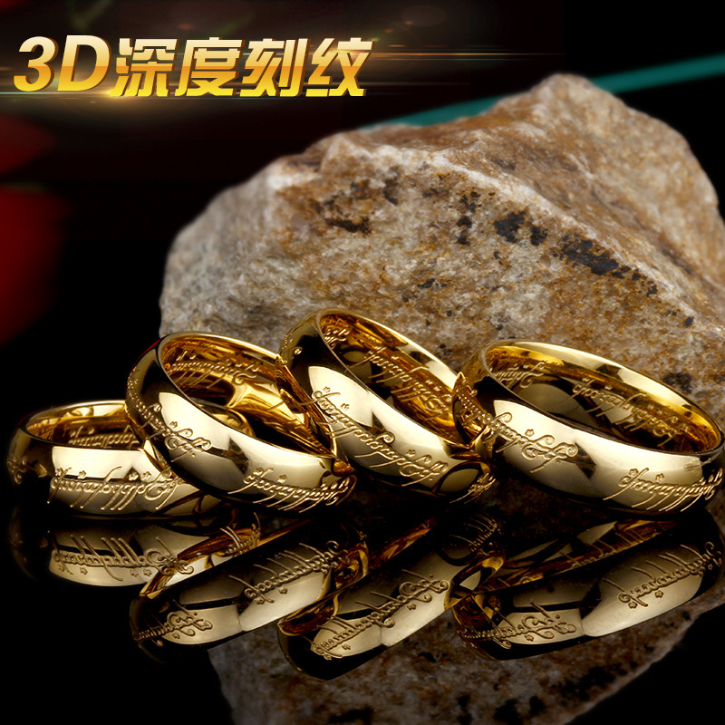 欧美指环王戒指男士明星款字母情侣魔戒戒指镀真金跨境饰品手工