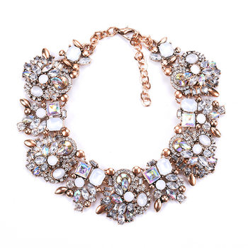 European and American short necklace women's fashion jewelry full diamond exaggerated flower necklace clothing accessories a generation of hair