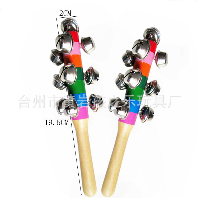 厂家直销  彩虹摇铃 木制儿童七彩摇铃 奥尔夫乐器婴幼儿早教玩具