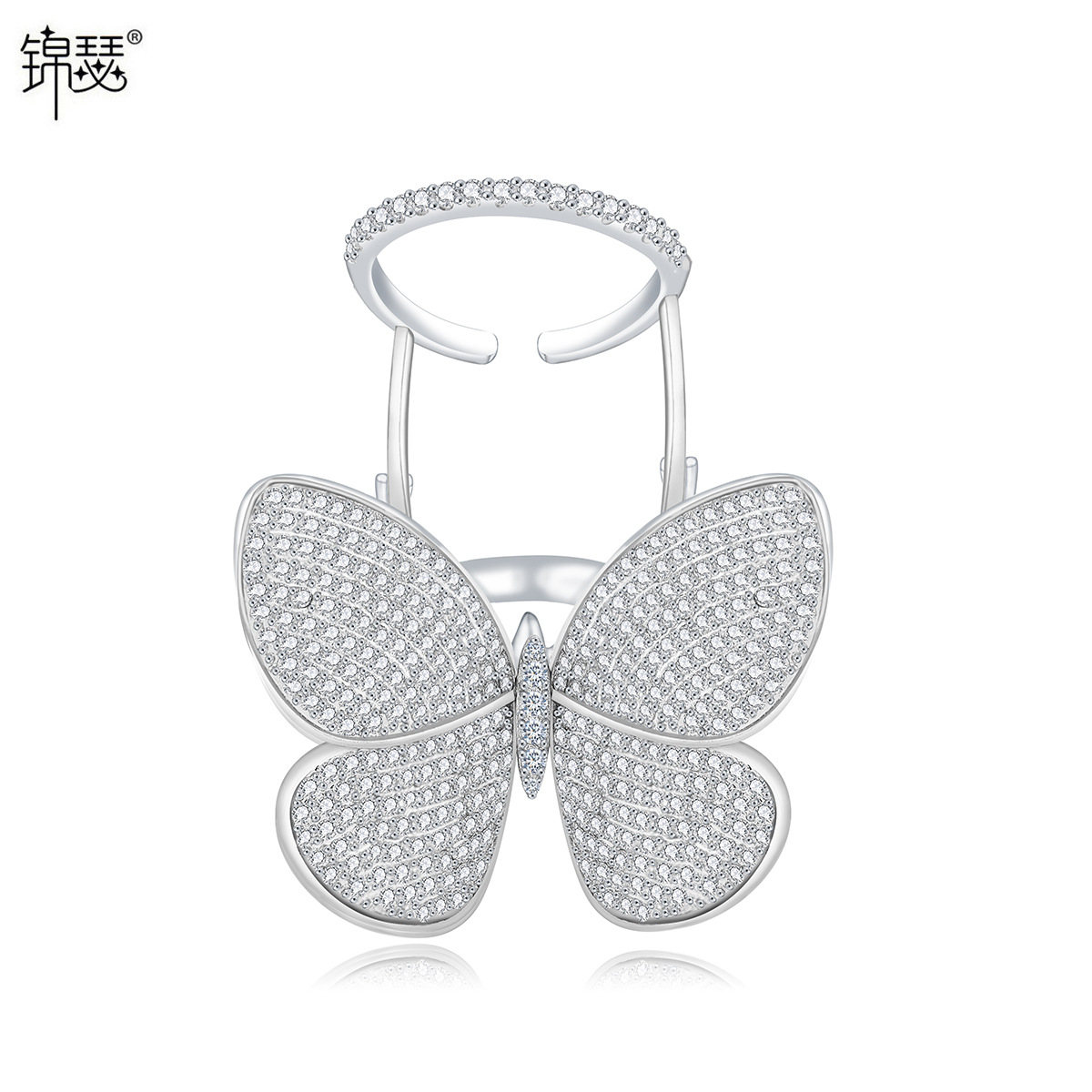 Jinse flying butterfly ring латунное кольцо с микроинкрустацией цирконом, европейские и американские высококачественные универсальные персонализированные ювелирные изделия для женщин Изображение 1