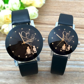 New Fashion Simple Black Dial Diamond Back Couple's Watch Korean Men's and Women's Belt Watch