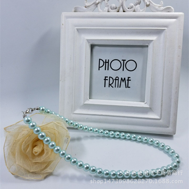 女款玻璃仿珍珠短项链百搭珍珠饰品DIY毛衣链锁骨韩版潮流国风