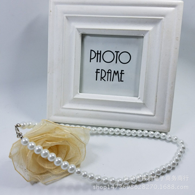 女款玻璃仿珍珠短项链百搭珍珠饰品DIY毛衣链锁骨韩版潮流国风