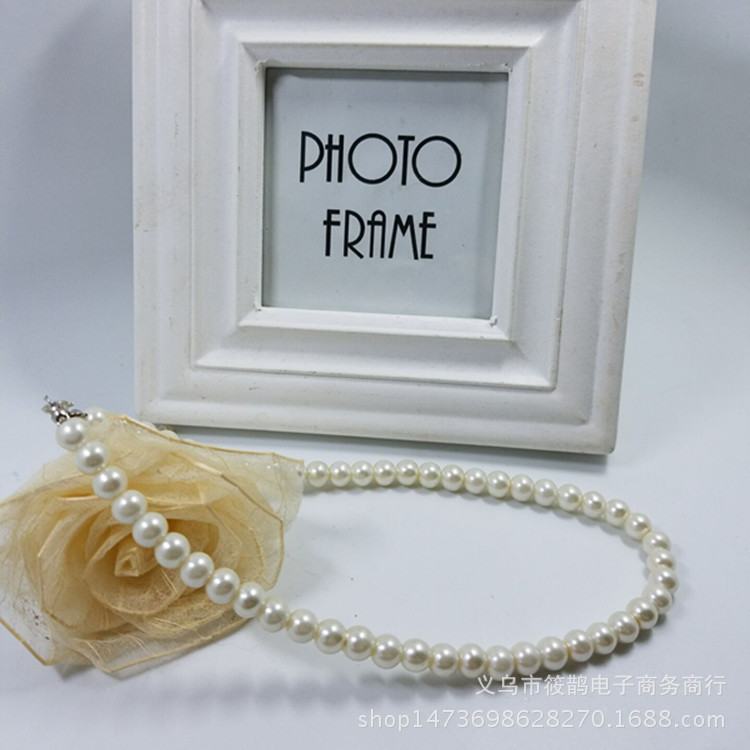 女款玻璃仿珍珠短项链百搭珍珠饰品DIY毛衣链锁骨韩版潮流国风