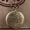 Classic Retro Necklace Pocket Watch, Bronze Flip Cover, Doctor Who Style, Large Dial, Quartz Watch, Vintage