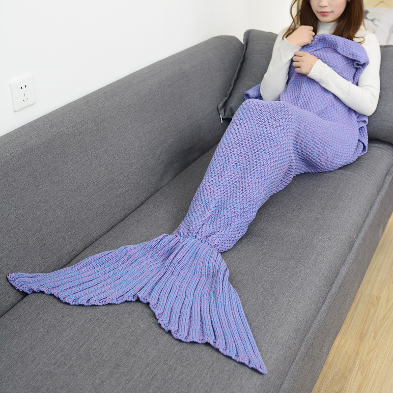 Genuine Mermaid Blanket Blanket Wool Knitted Fish Tail Blanket Air-conditioning Blanket Birthday Gift Christmas Gift M01