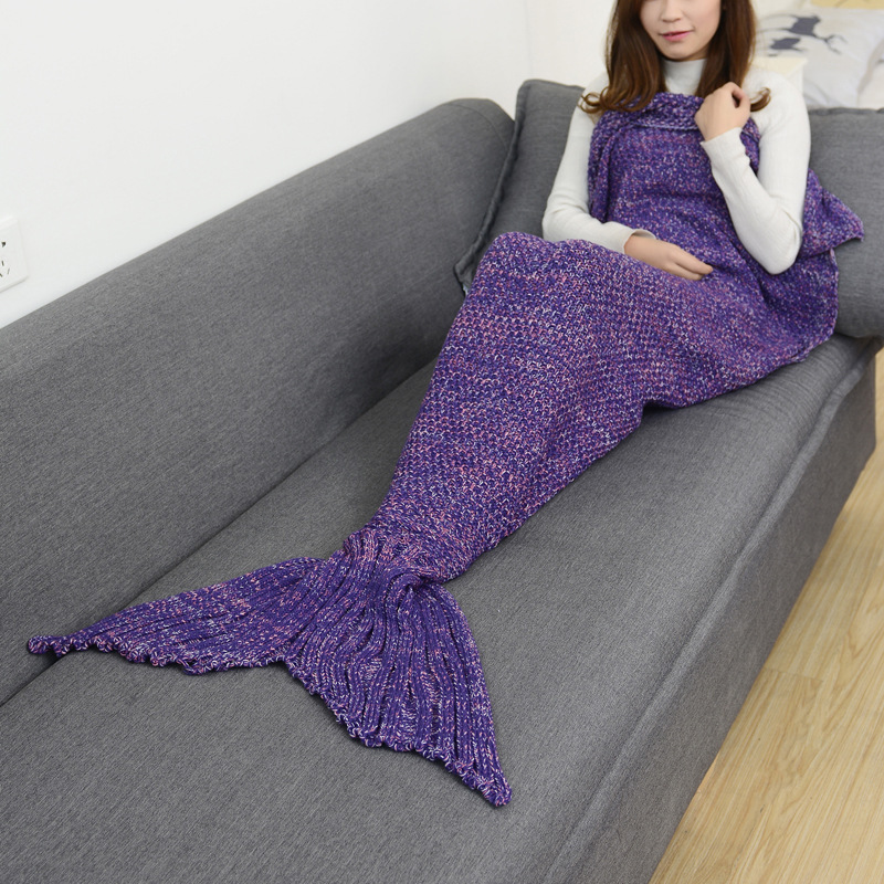 Genuine Mermaid Blanket Blanket Wool Knitted Fish Tail Blanket Air-conditioning Blanket Birthday Gift Christmas Gift M01