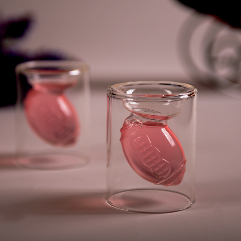 Creative crystal egg beer glass double-layer glass whiskey wine glass wine separator vodka Rugby Cup