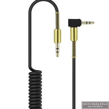3.5mm Double Spring Audio Cable 1.5m Metal Head L-Shaped Elbow Male to Male Sound Truck Car Mobile Phone Aux