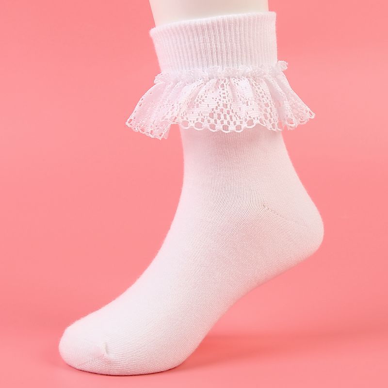 学生白袜 中小童 儿童袜子 棉  白袜子男 女袜 点胶 花边厂家直销