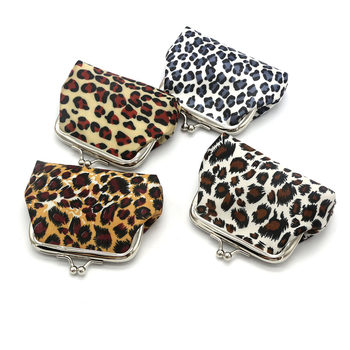 Cross-border European and American style leopard print coin purse satin cloth small wallet pocket gold bag wholesale