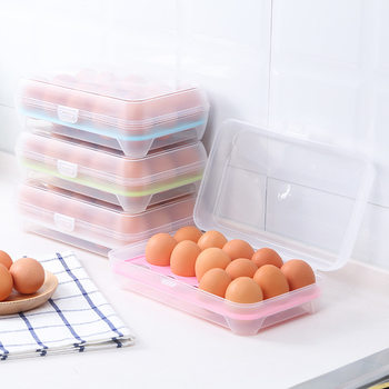 Kitchen 15-Grids Egg Carton Refrigerator Crisper Portable Picnic Egg Storage Box Plastic Egg Carton Egg Tray Egg Compartment