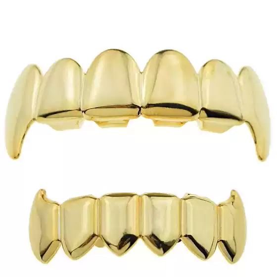 European and American Vampire Fangs Without Diamonds, Shiny Grillz, Hip-Hop Fashion Personality Decoration Metal Teeth Braces, Cross-Border Wholesale