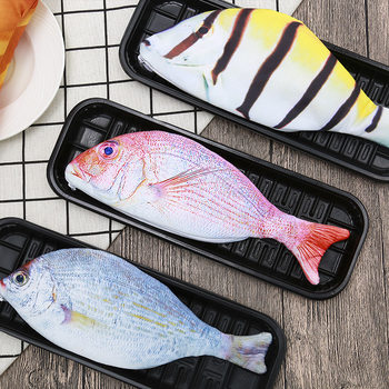 Wholesale Korea Creative Fish Pencil Bag Male and Female Primary School Students Stationery Box Large Capacity Pencil Case Simulation Salted Fish Pencil Bag
