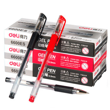 Deli 6600Es Gel Pen 0.5mm Black Water Refill Business Office Signature Pen Learning Practice Pen Wholesale
