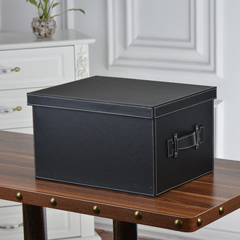 Leather Large Storage Box Creative Extra Large Covered Household Clothes Finishing Box Home Sundries Box Leather