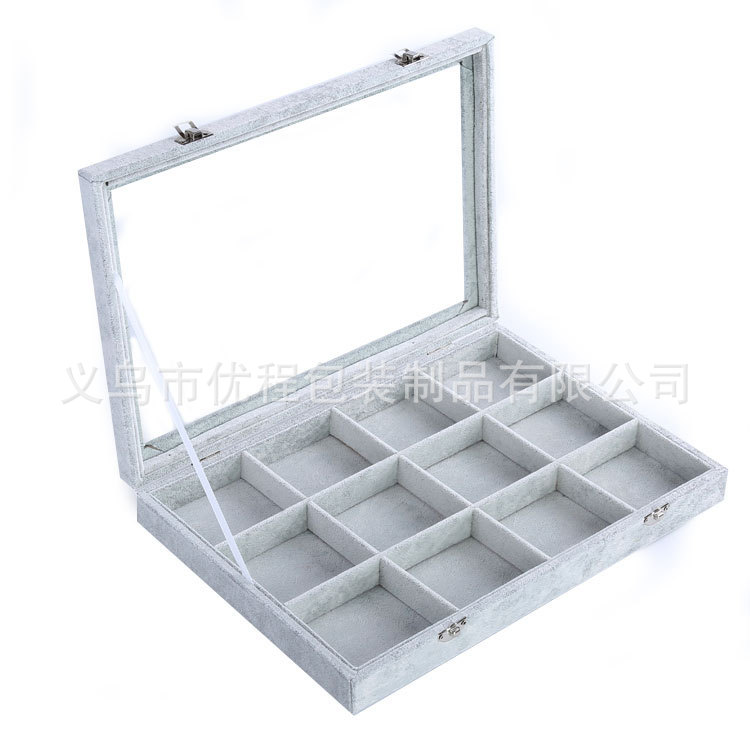 Spot wholesale ice fleece large jewelry box jewelry plate ring earrings display box jewelry box jewelry storage box