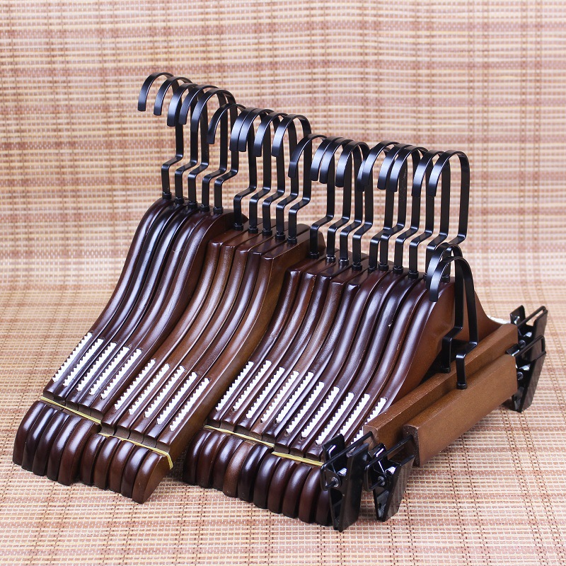 Vintage Wooden Clothes Hanger Clothing Store Women's Anti-slip Adult Children's Clothes Hanger Children's Clothing Store Solid Wood Clothes Hanger Pants Clip Wholesale