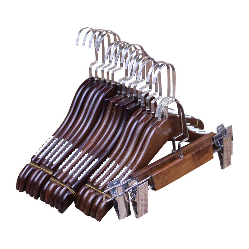 Vintage Wooden Clothes Hanger Clothing Store Women's Anti-slip Adult Children's Clothes Hanger Children's Clothing Store Solid Wood Clothes Hanger Pants Clip Wholesale