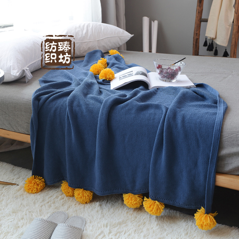 Summer Knitted Air Conditioning Blanket Cover Blanket Explosive Colour Ball Blanket INS Cyber Red Hair Ball Blanket