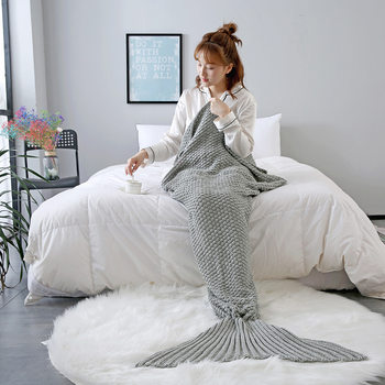 Summer New Solid Color Mermaid Blanket Mermaid Tail Blanket Nap Sofa Cover Blanket Wholesale Knitted Skin-Friendly Thickened