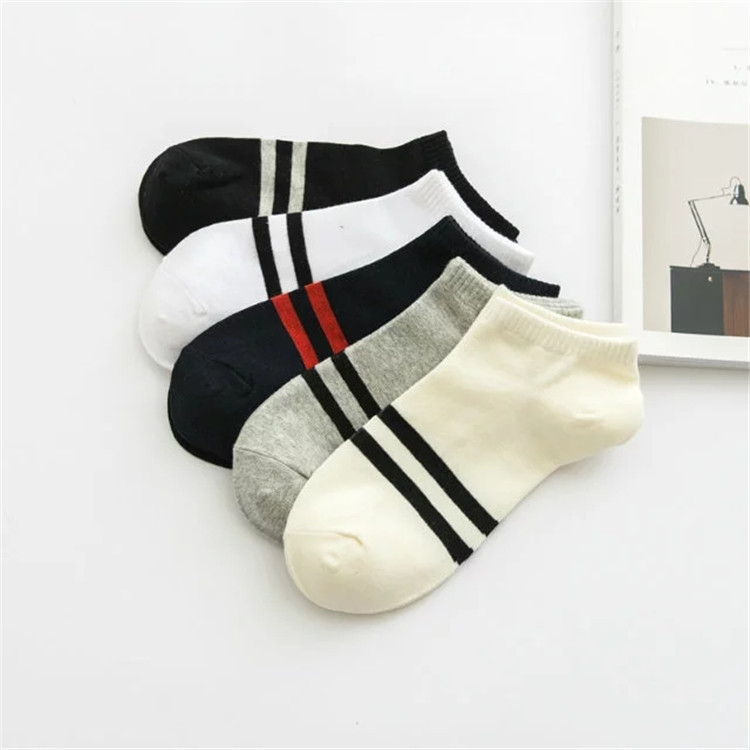 袜子男士夏季船袜韩版女士棉袜男女两条杠运动袜子地摊货源批发