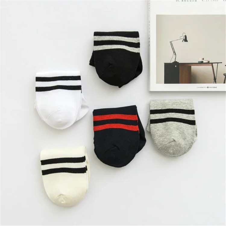 袜子男士夏季船袜韩版女士棉袜男女两条杠运动袜子地摊货源批发