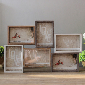 6 inch 6 grid combination conjoined wooden photo frame retro American style wall decoration photo wall frame wholesale