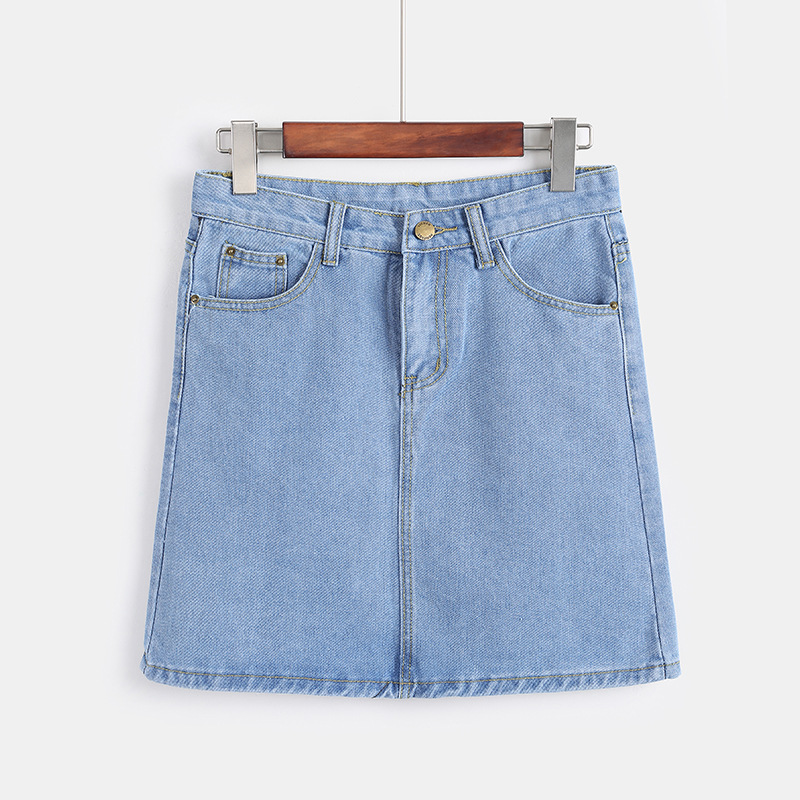 Plus Size Womens Fashion Korean Style High Waisted Black Denim Skirt Slim Fit A Line Mini Skirt Wholesale Available