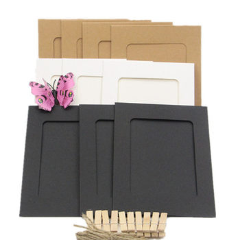 3.5. 6.7inch Kraft Color Paper Photo Frame Photo Wall Creative Hanging Paper Photo Frame Clip Hemp Rope