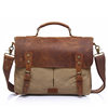Source of Crazy Horse Leather Men's Bag Men's Shoulder Bag Retro Crossbody Canvas Briefcase Laptop Bag Cross-Border Supply