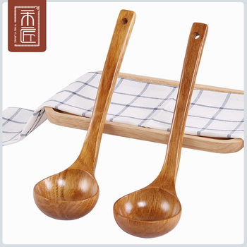 Japanese-Style Wooden Soup Spoon, Large Soup Ladle with Long Handle, Non-Stick Pot Porridge Spoon, Household Cooking Oil Spoon, Kitchen Wooden Spoon