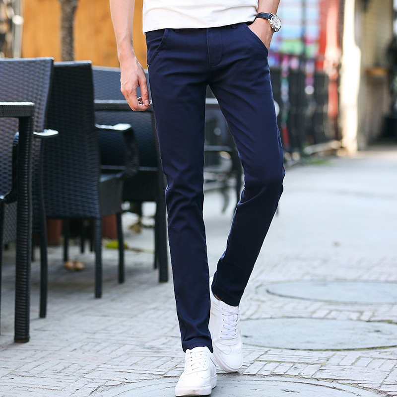 弹力纯棉休闲裤男春夏秋季常规款青年修身韩版潮流百搭直筒长裤子