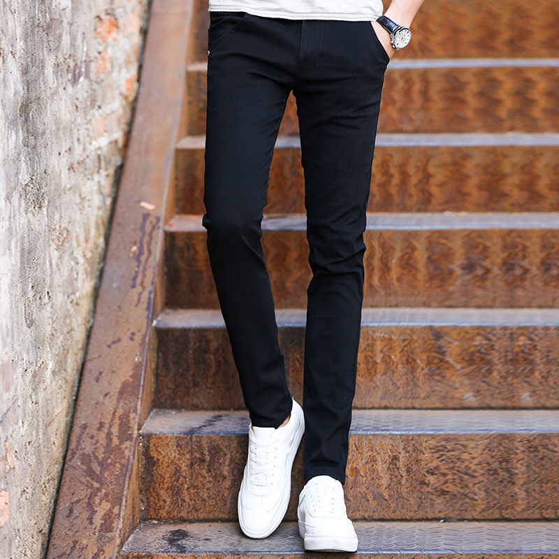 弹力纯棉休闲裤男春夏秋季常规款青年修身韩版潮流百搭直筒长裤子