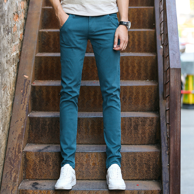弹力纯棉休闲裤男春夏秋季常规款青年修身韩版潮流百搭直筒长裤子