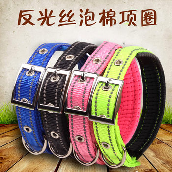 Neck-Proof Pet Collar Night Reflective Nylon Foam Collar Adjustable Dog Collar Collar Manufacturer Wholesale