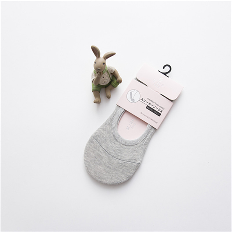 25春夏MJHP棉女士船袜透气吸汗纯色女袜隐形袜后跟硅胶防滑袜子