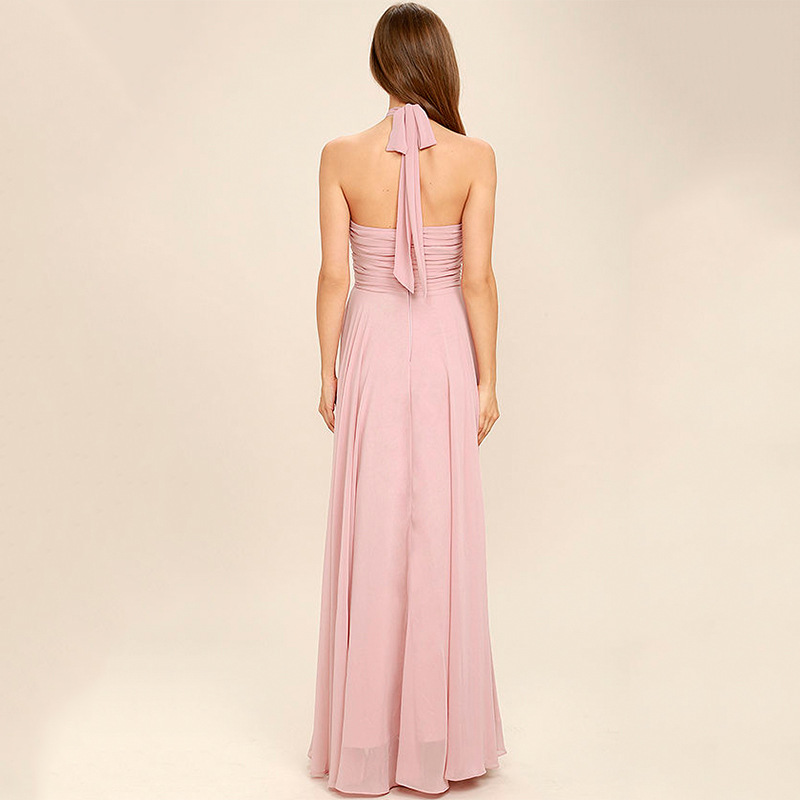 Chiffon Halter Neck Dress Elegant Ruffled Design Sexy Style for Parties and Events Wholesale Available