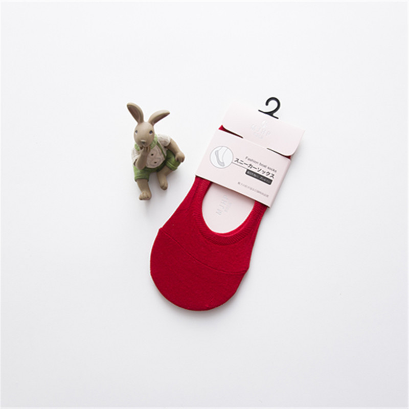 25春夏MJHP棉女士船袜透气吸汗纯色女袜隐形袜后跟硅胶防滑袜子