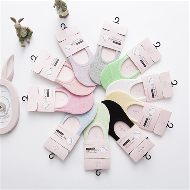 25春夏MJHP棉女士船袜透气吸汗纯色女袜隐形袜后跟硅胶防滑袜子