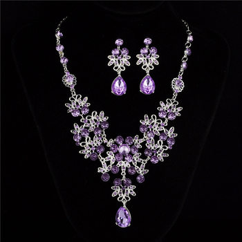 Cross-border Fashion Bridal Set Accessories Korean-style Set Bridal Necklace Earrings Elegant Elegant Wedding Accessories for Women
