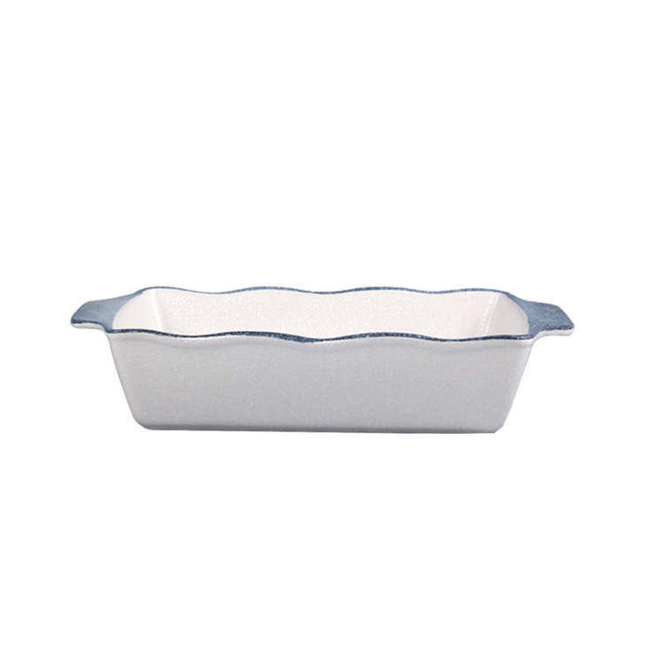 Rectangular ceramic baking bowl double-ear baked rice plate baking mold oven special spaghetti multi-layer baking pan large