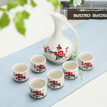 Factory supply wine separator ceramic Chinese wine set suit wine pot with handle half jin