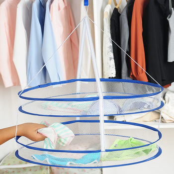 T2197 double-layer closed clothes basket clothes net drying rack folding windproof laundry basket clothes basket