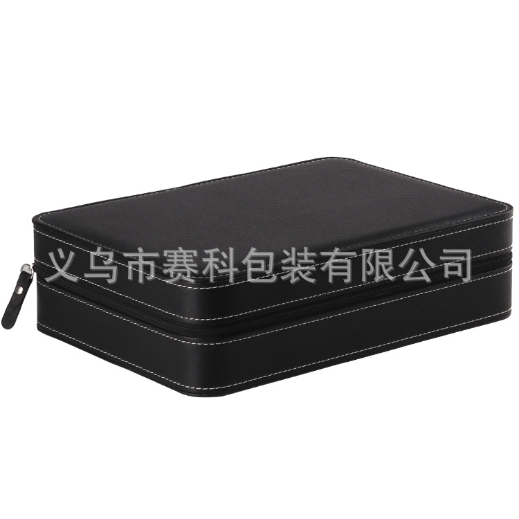 Spot wholesale 10-bit zipper watch storage display box PU leather zipper bag watch box portable lightweight