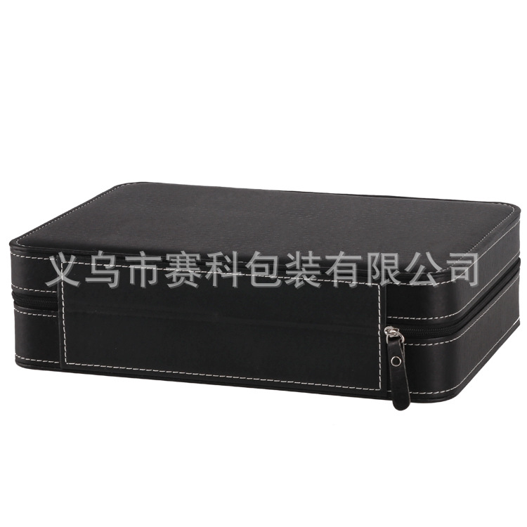 Spot wholesale 10-bit zipper watch storage display box PU leather zipper bag watch box portable lightweight