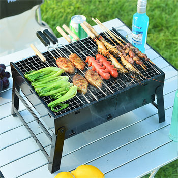Barbecue Grill Outdoor Outdoor Charcoal Household Foldableing Carbon Small Barbecue Grill Full Set of Tools Stove Large Black Steel Stove